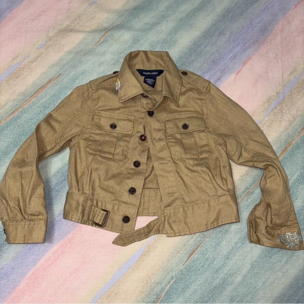ralph lauren kids khaki jacket utility embroidered size 4T